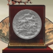 八骏图纯银银盘设计定做、设计制作生产纪念银盘